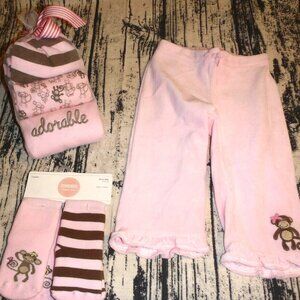 Gymboree Brand New Baby Monkey Girls 12-18 Month Bodysuit Pants Socks Outfit NWT